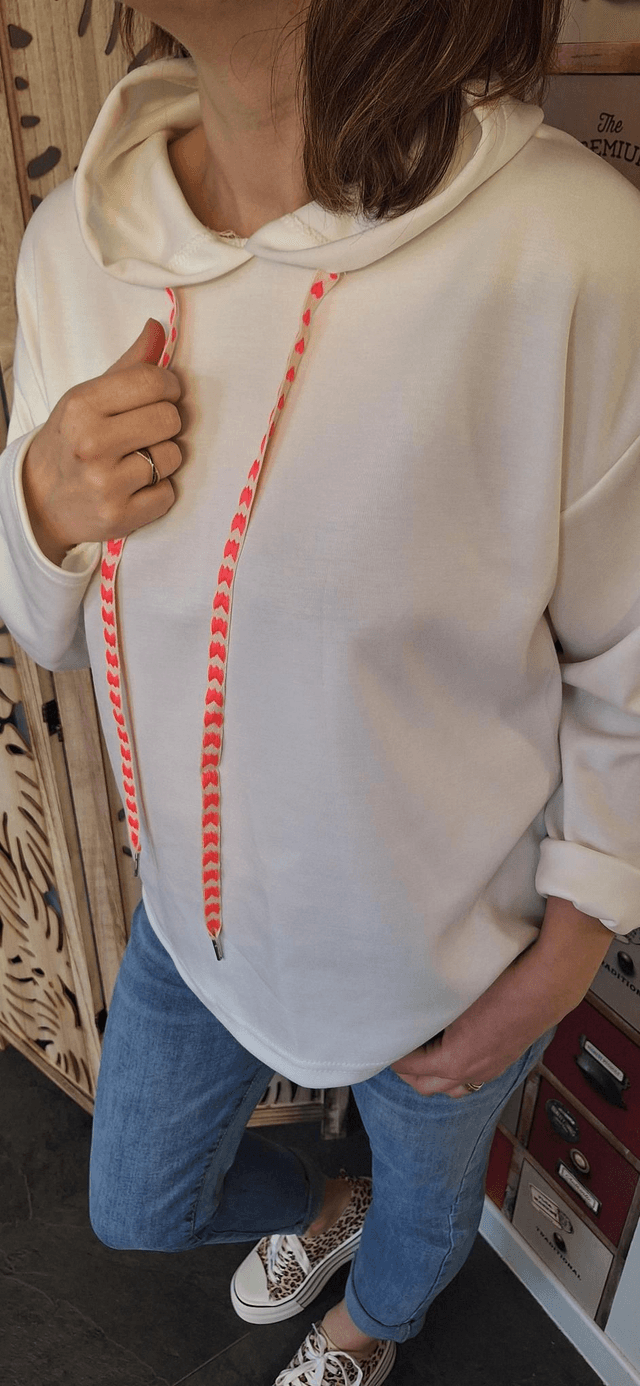 sweat uni capuche rose poudré