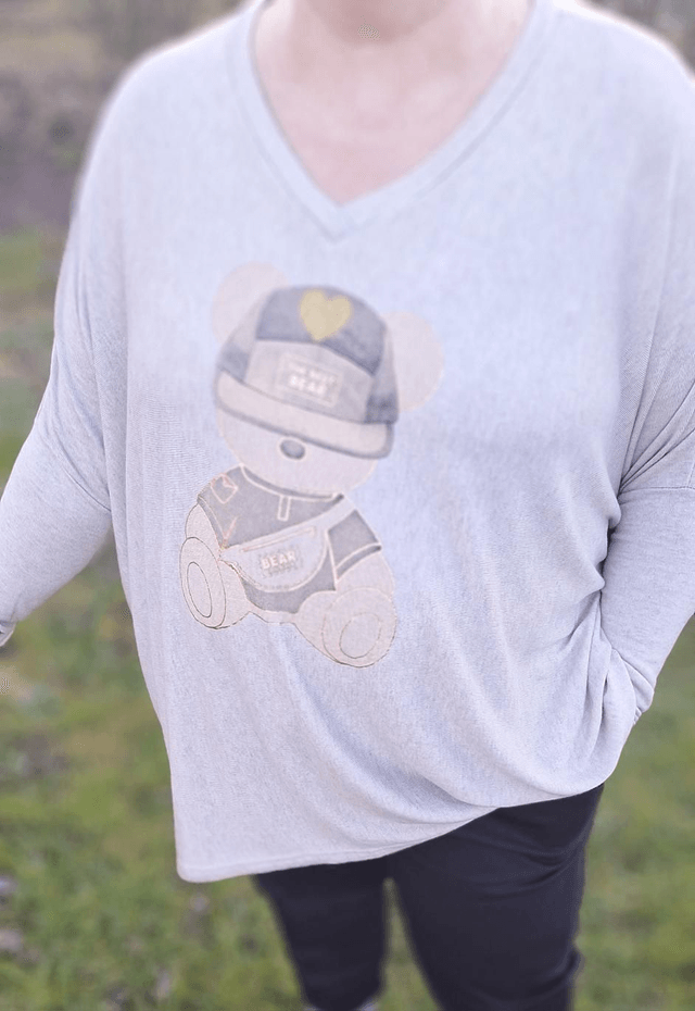 pull nounours beige