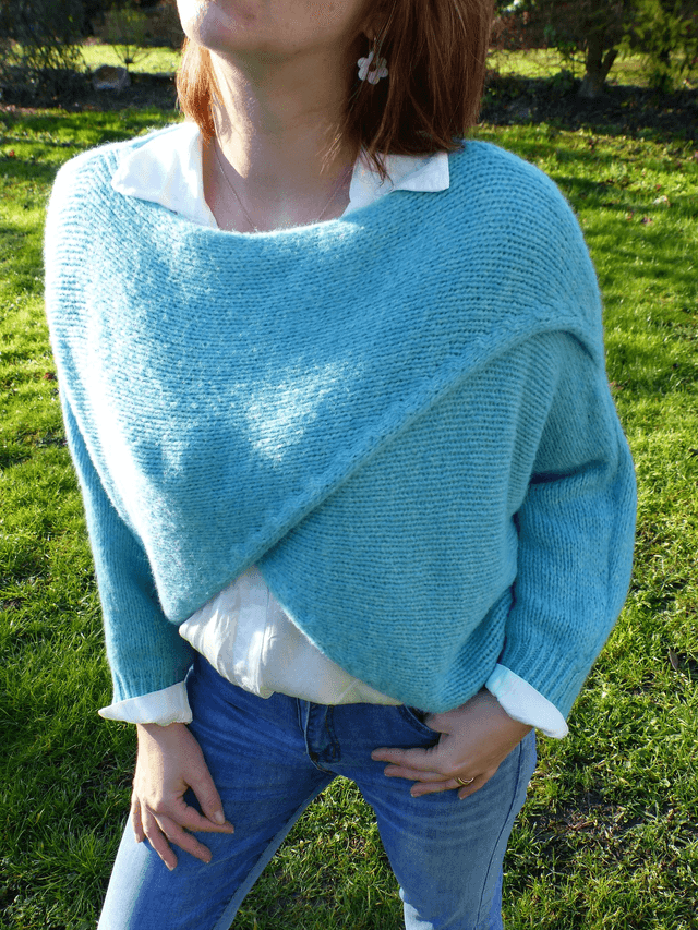 pull croisé céladon