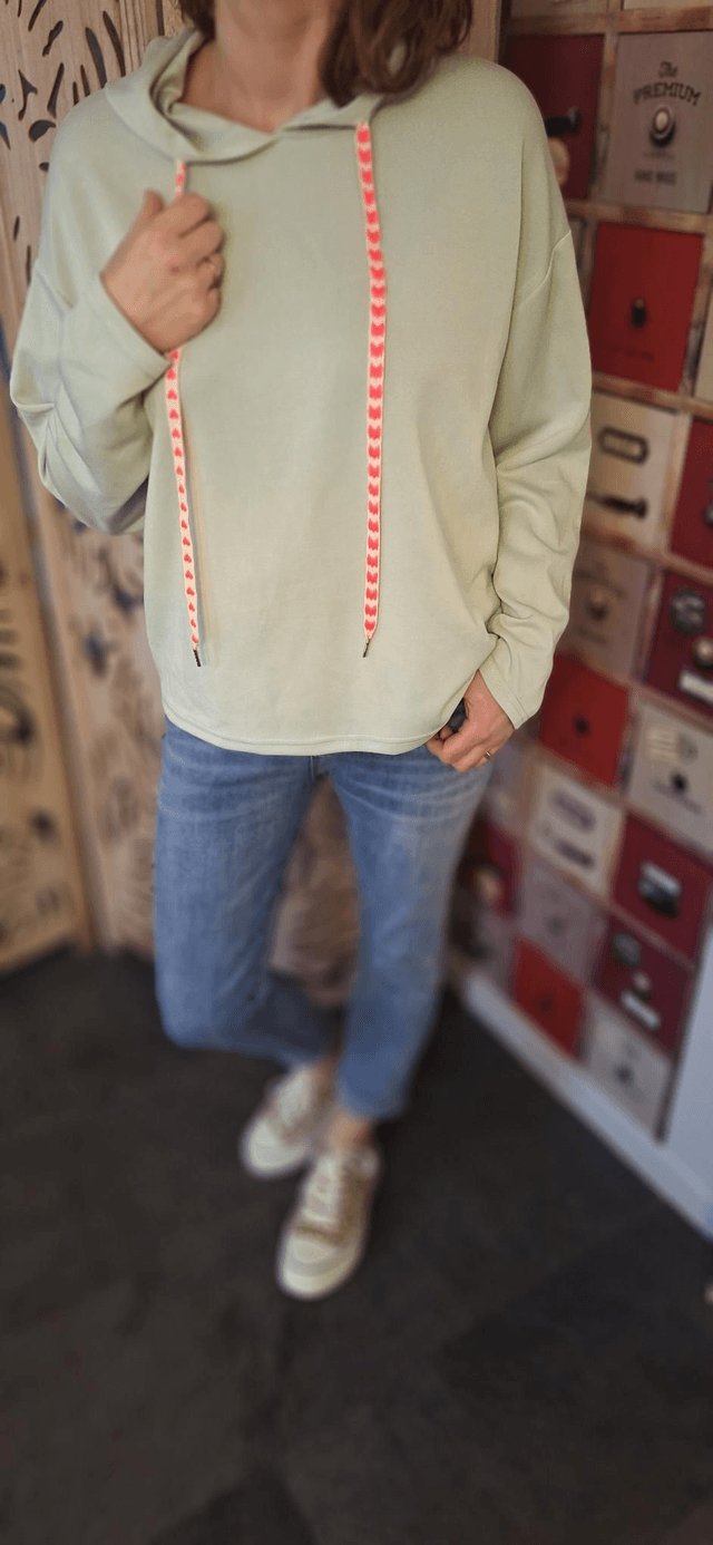 sweat uni capuche rose poudré