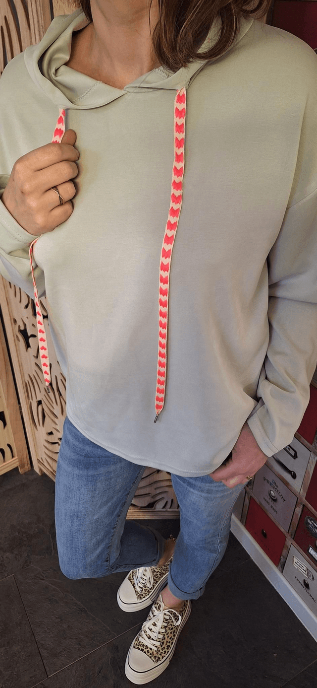 sweat uni capuche rose poudré