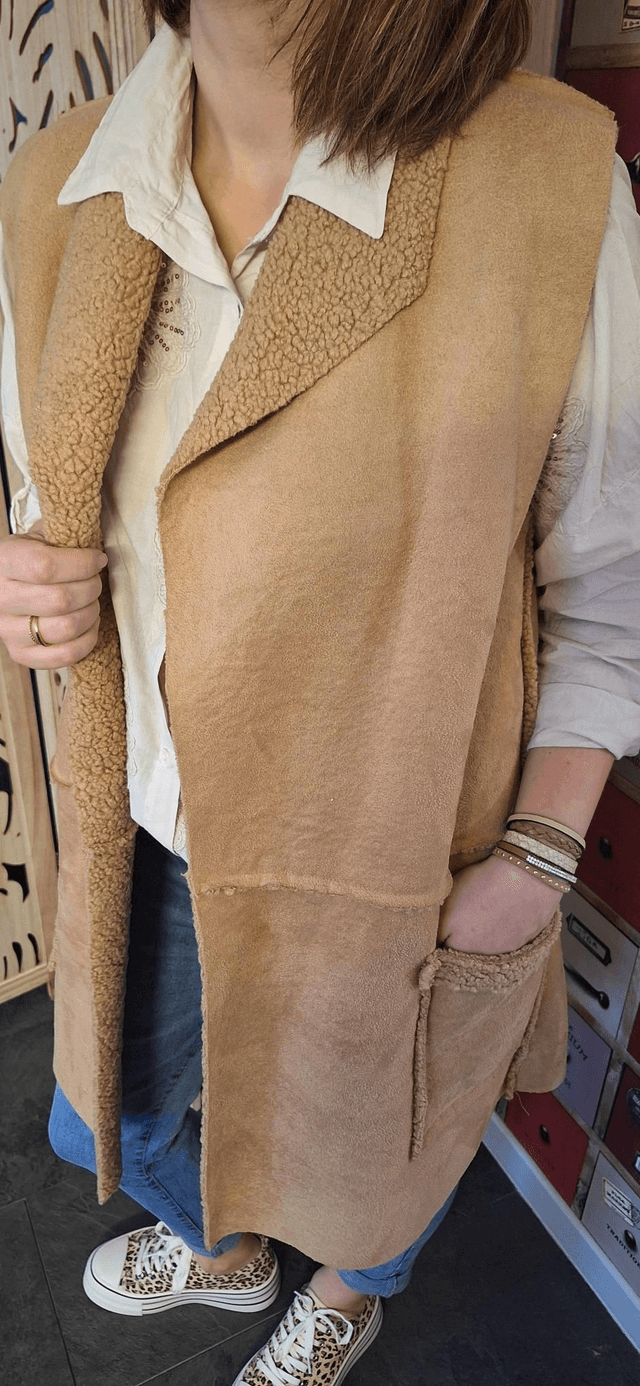 gilet sans manches moumoute