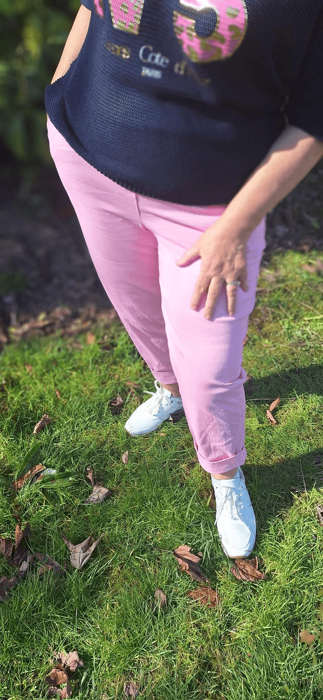 pantalon rose poudrée poches 