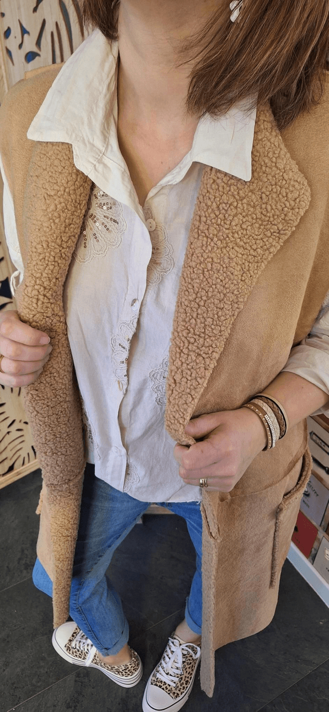 gilet sans manches moumoute