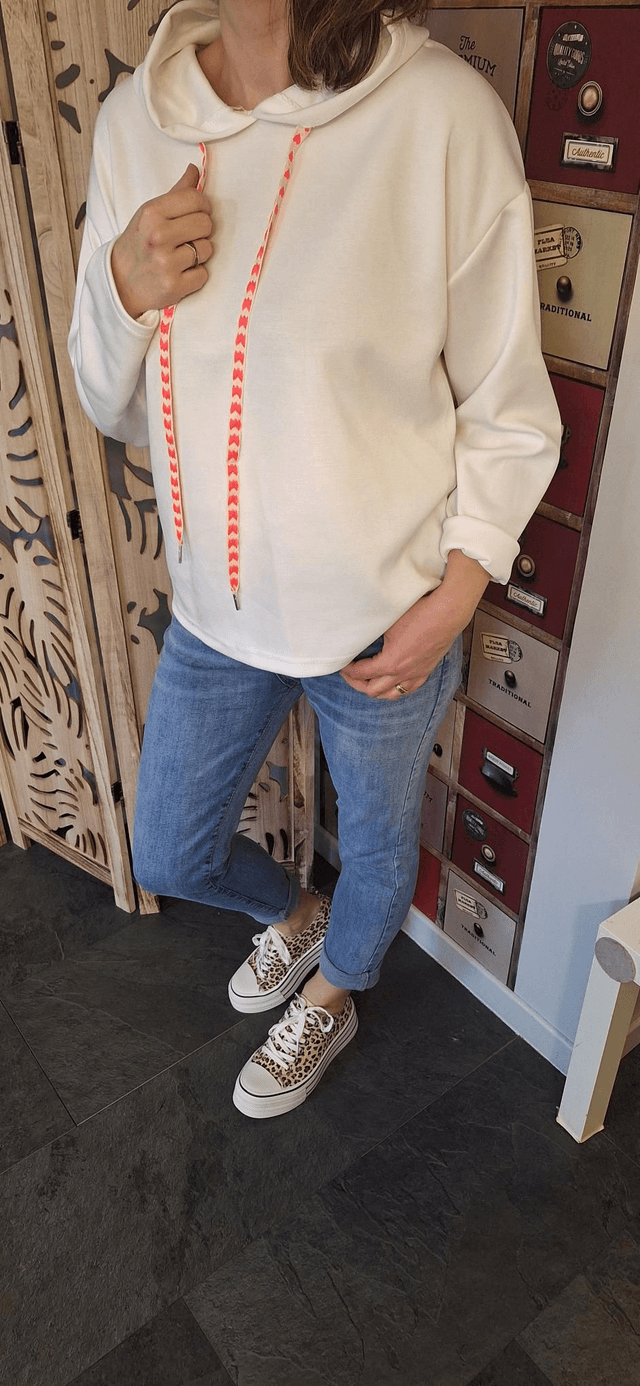 sweat uni capuche rose poudré