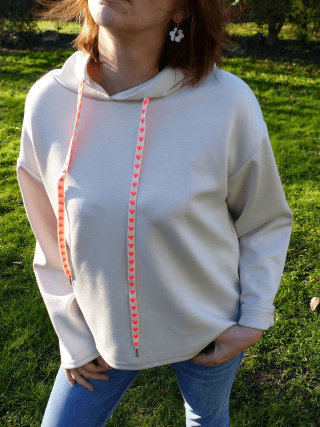 sweat uni capuche beige