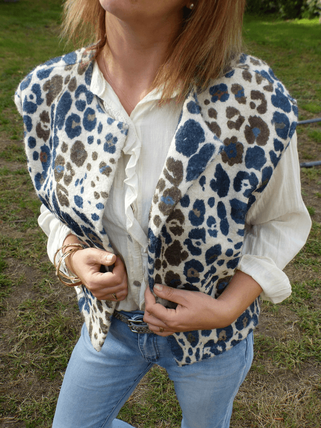 gilet bleu léopard
