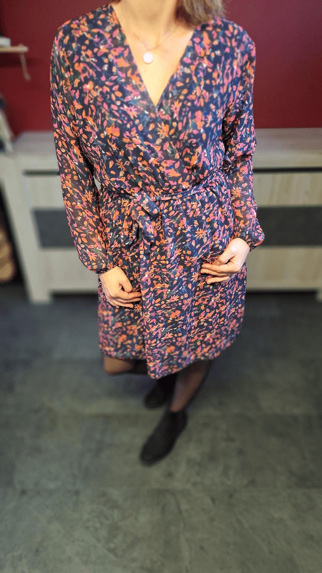 Robe feuilles fushia