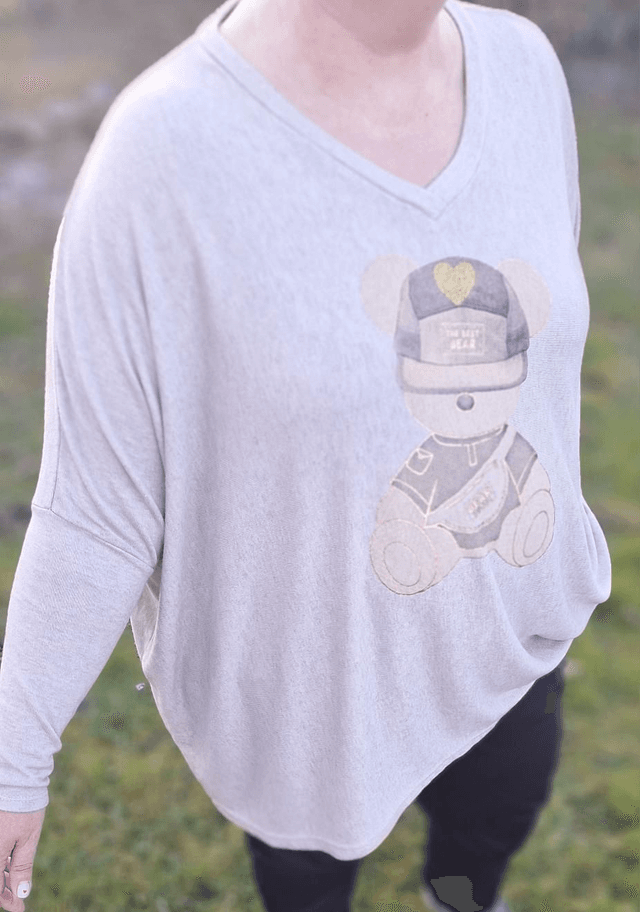 pull nounours beige