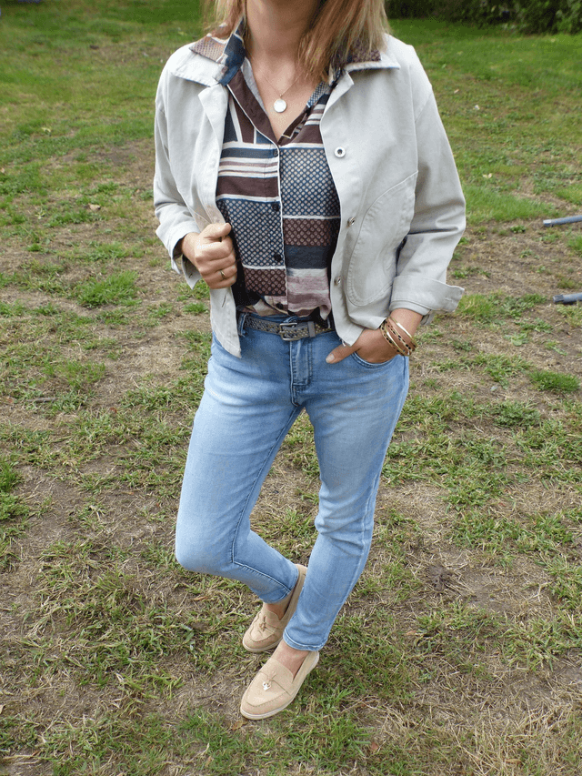 veste jeans beige